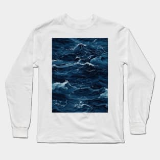 Midnight Serenade: Photorealistic Ocean Whispers Long Sleeve T-Shirt